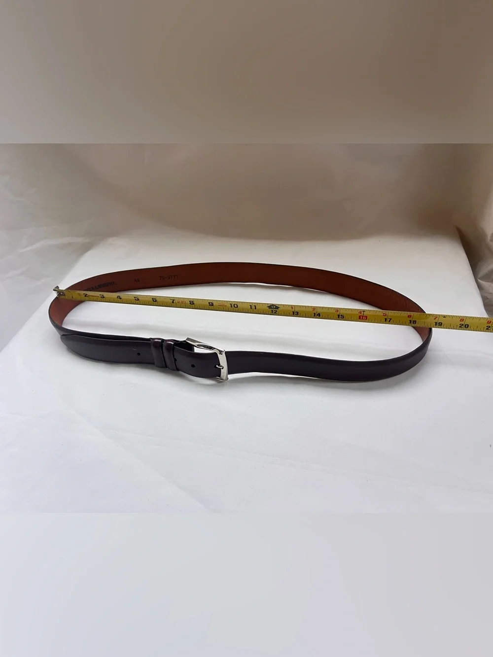 Johnston & Murphy Brown Leather Dress Belt 44 Silver Buckle USA MADE Classic BBQ